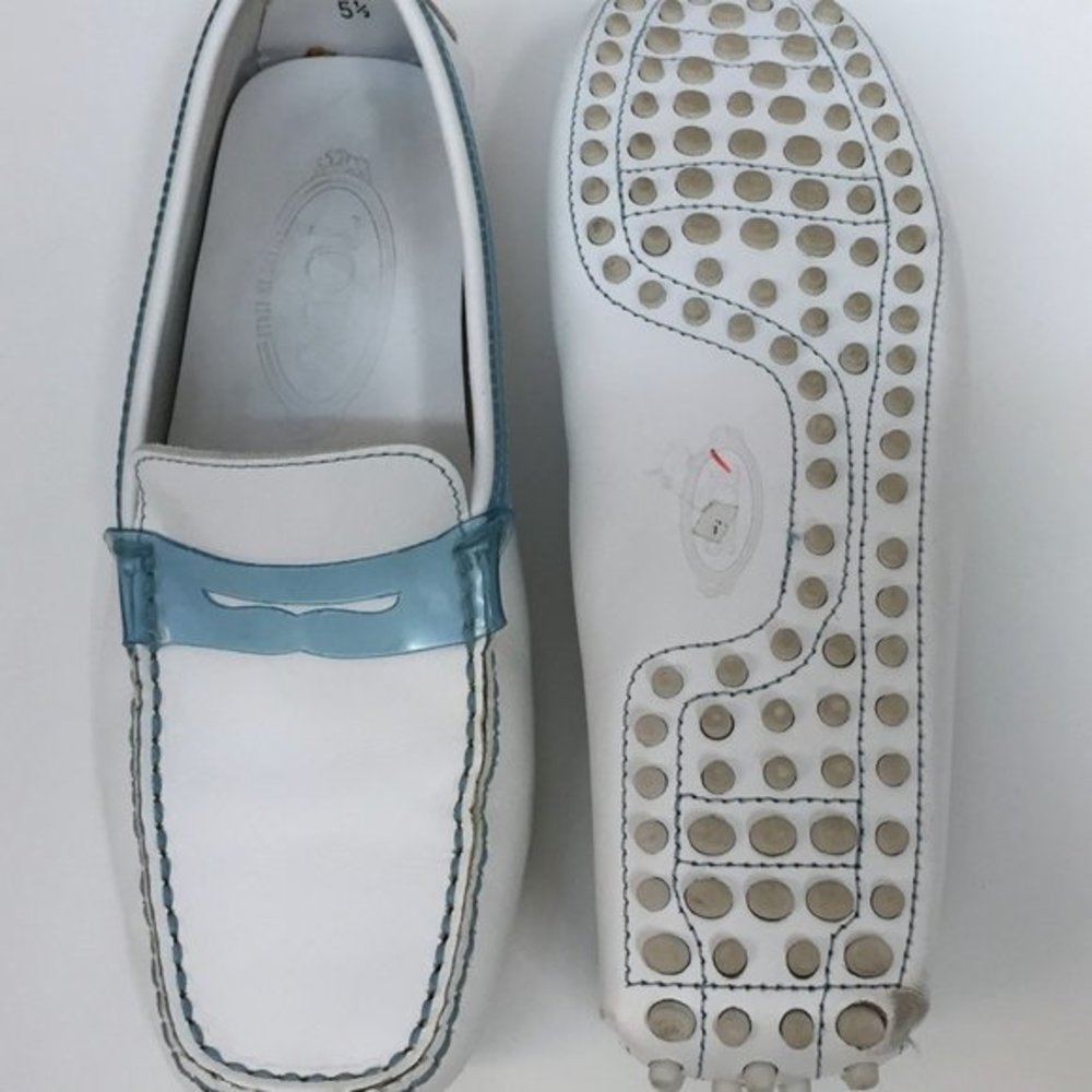 Tod's White & Blue Driving‎ Loafers 5 1/2 - Picture 6 of 6